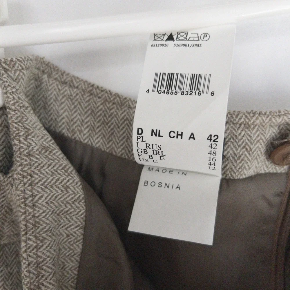 Vintage Marcona Wool Herringbone CBK Belted Pleated Euro Skirt Women 12 NWT $165 - Picture 14 of 16